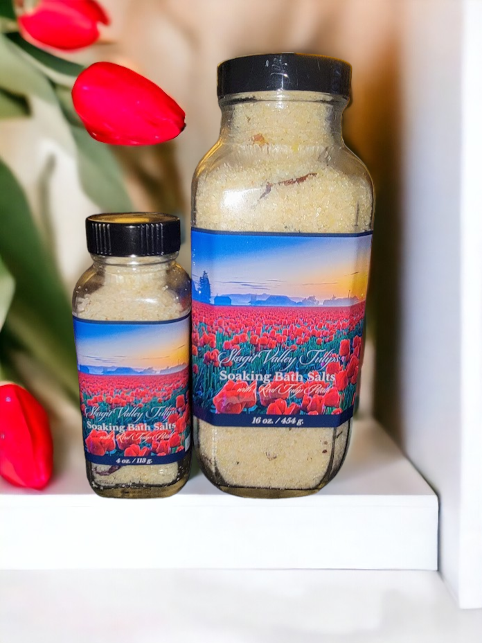 Official Skagit Valley Tulips Soaking Bath Salts with Real Tulip Petals Image